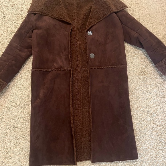 Brown Suede Coat with Shearling Lining - Picture 1 of 3